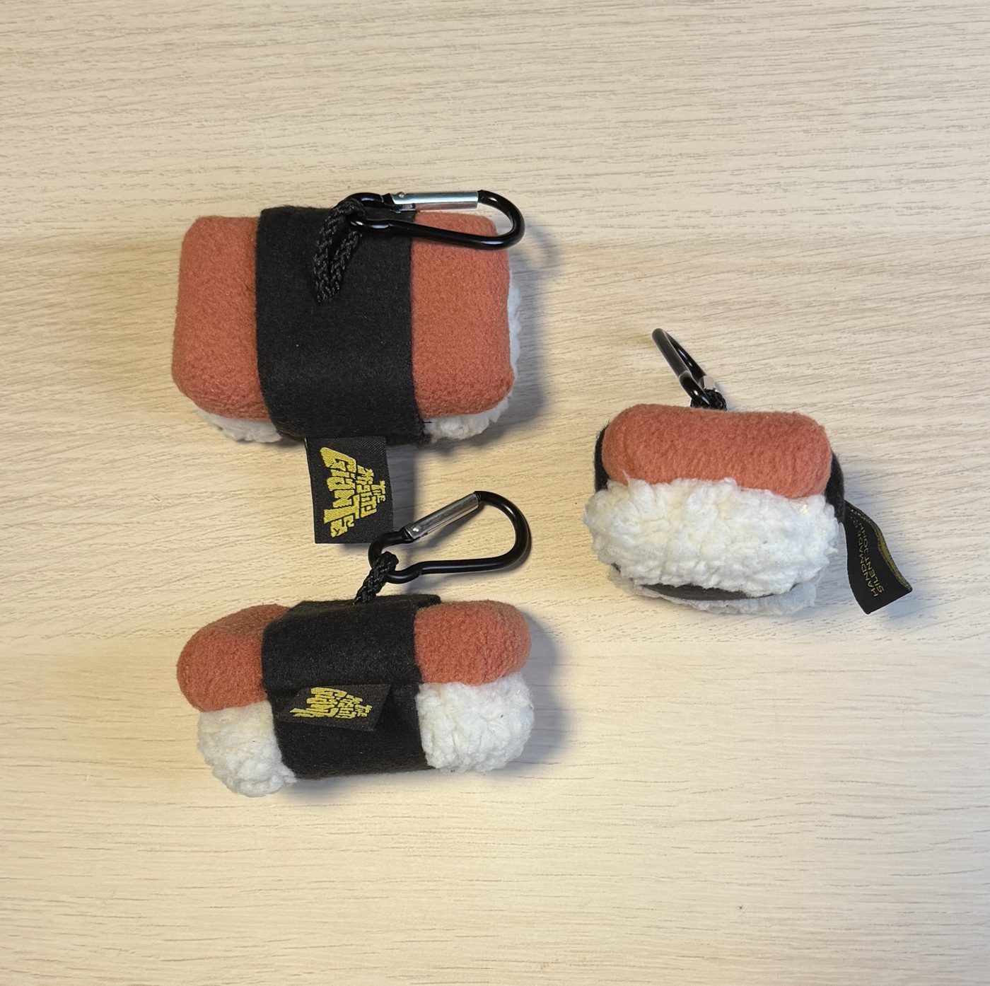Handmade spam musubi keychains